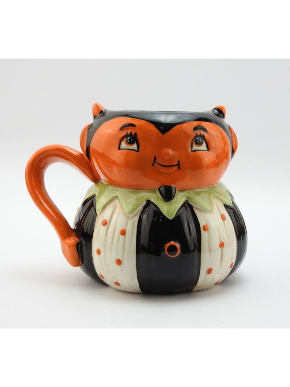 Johanna Parker Halloween Pumpkin Devil Mug Black Orange Ceramic Cup